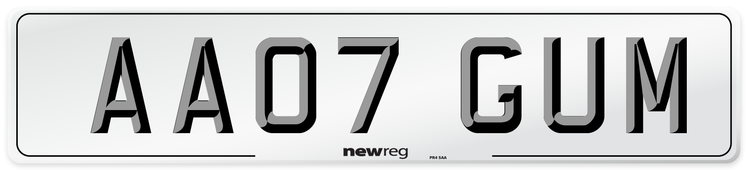 AA07 GUM Number Plate from New Reg